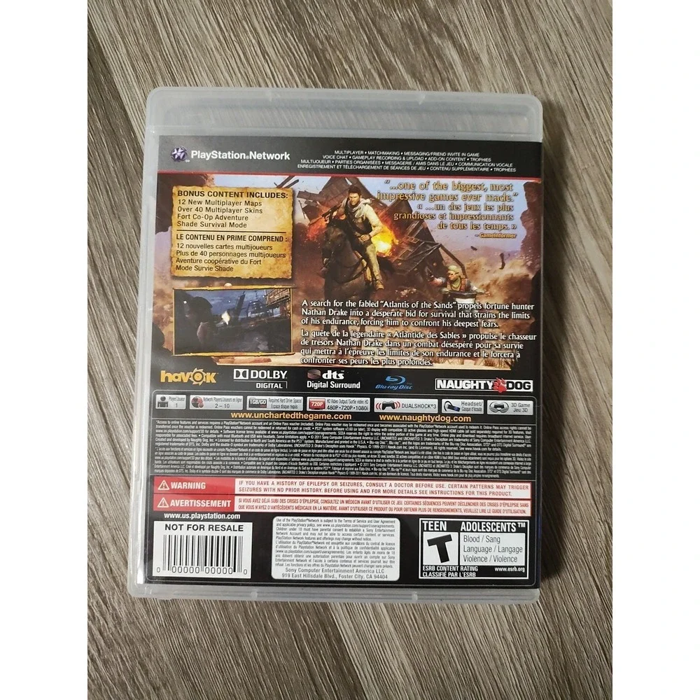 Uncharted 3 Drakes Deception Sony PlayStation 3 PS3 Tested Working